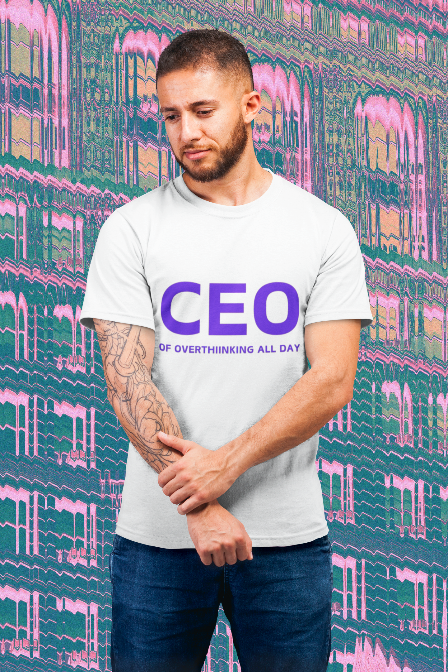 CEO Of Overthinking All Day Unisex Pure Cotton T-Shirt
