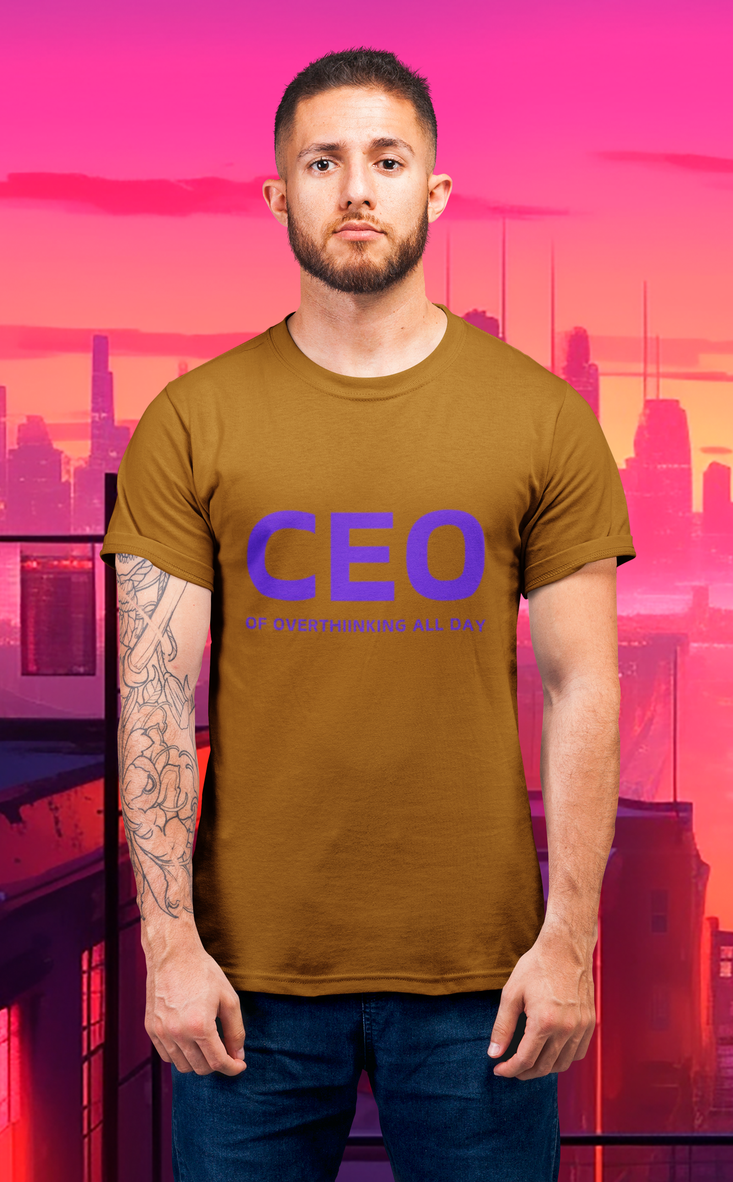 CEO Of Overthinking All Day Unisex Pure Cotton T-Shirt