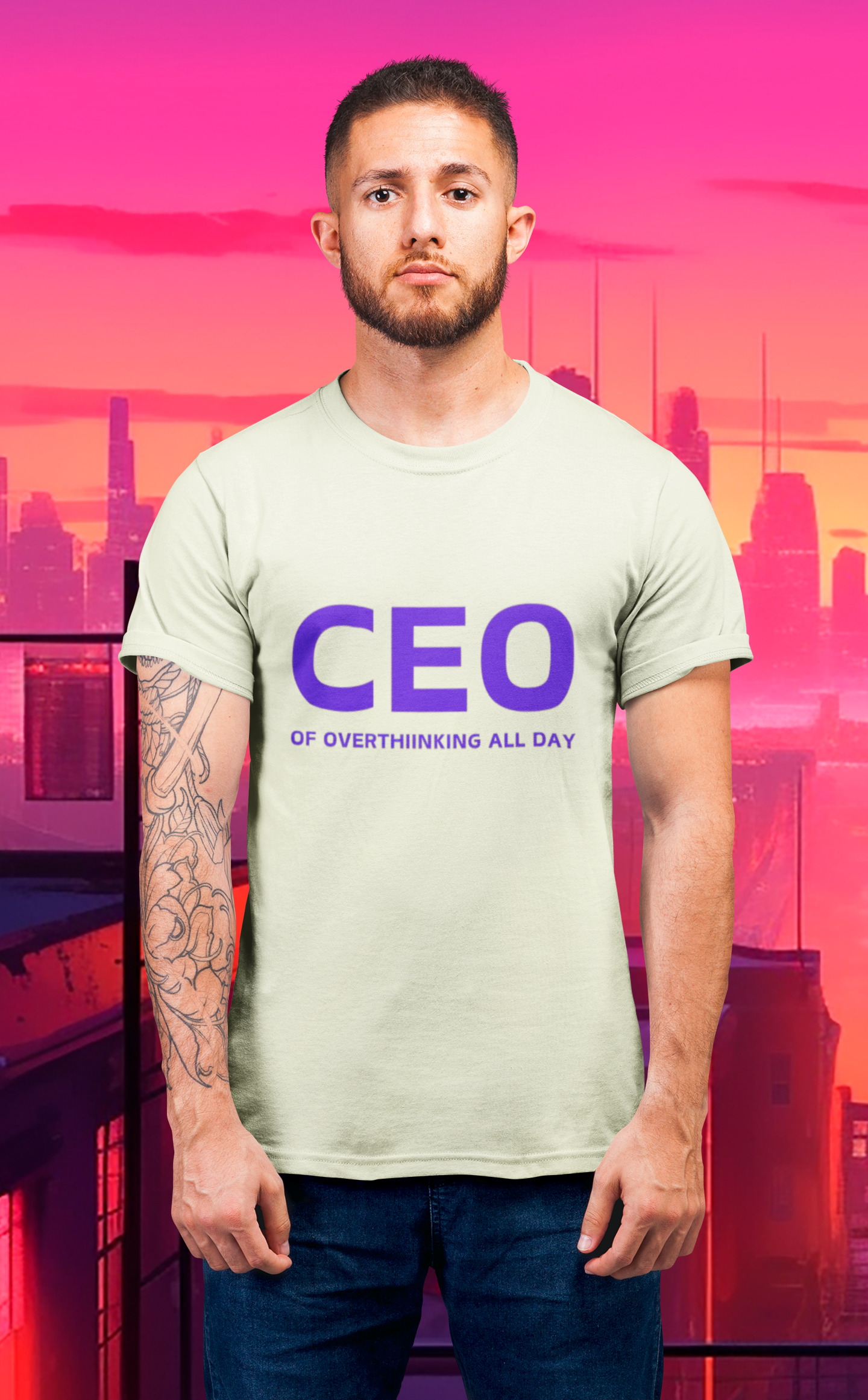 CEO Of Overthinking All Day Unisex Pure Cotton T-Shirt